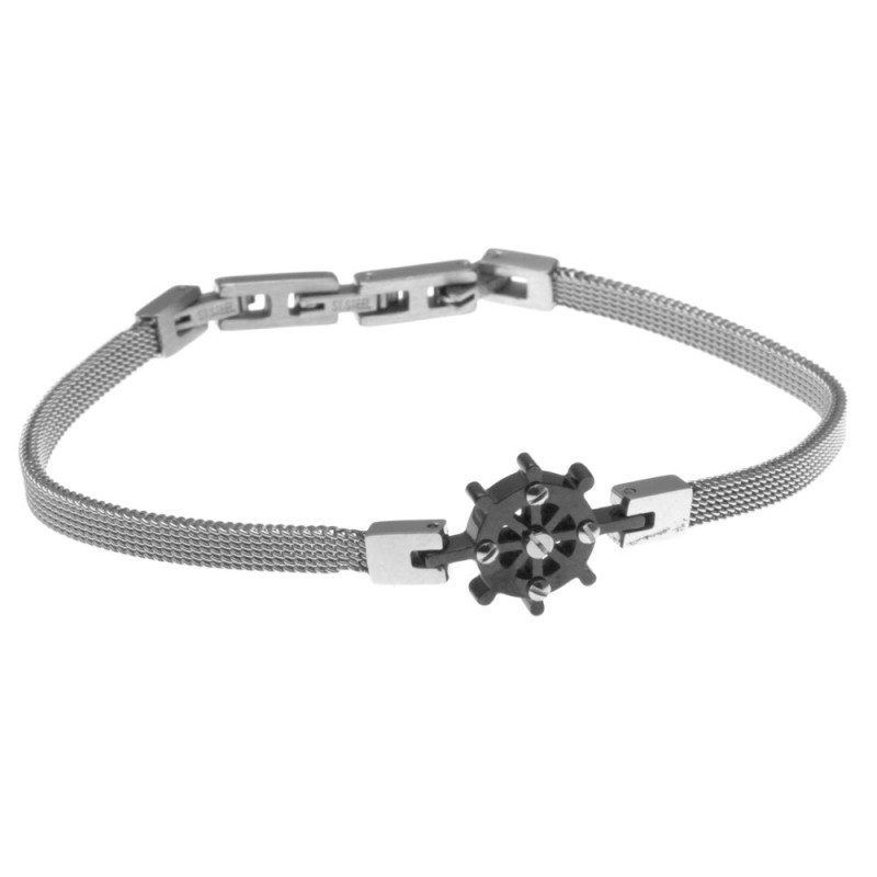 bracciale con timone uomo maglia milano in acciaio