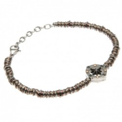 bracciale con rosa dei venti uomo catena ad anellini in acciaio