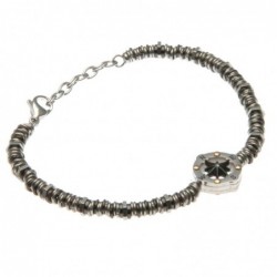 bracciale con rosa dei venti uomo catena ad anellini in acciaio