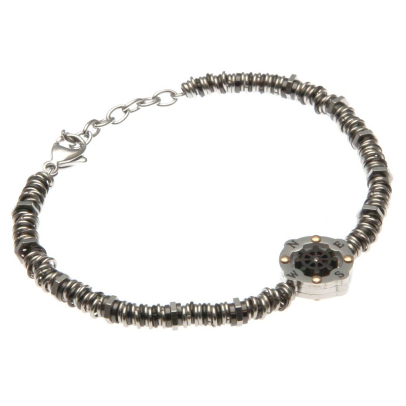 bracciale con timone uomo catena ad anellini in acciaio