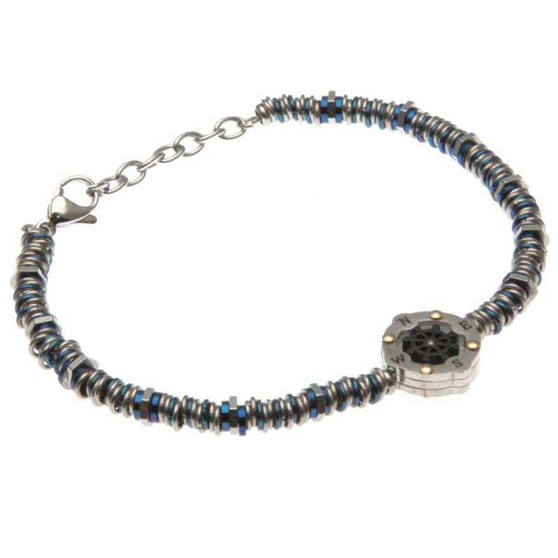 bracciale con timone uomo catena ad anellini in acciaio