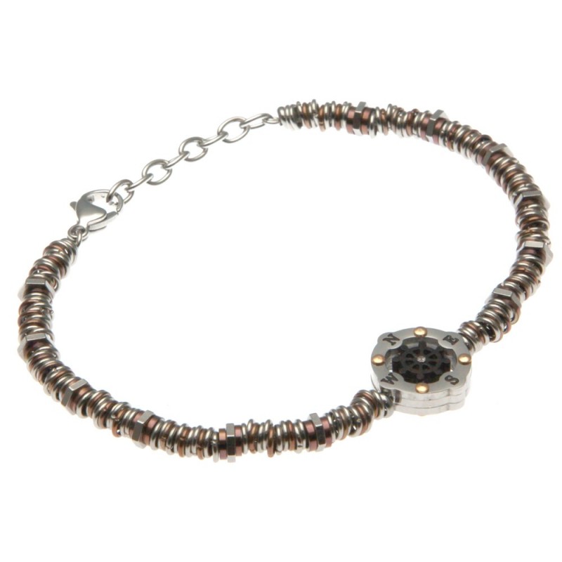 bracciale con timone uomo catena ad anellini in acciaio