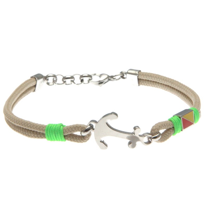 bracciale ancora uomo cordoncino colorato e acciaio