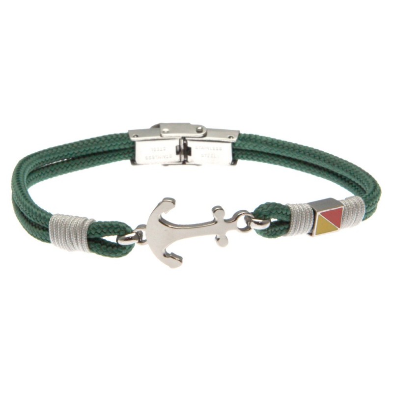 bracciale ancora uomo cordoncino colorato e acciaio