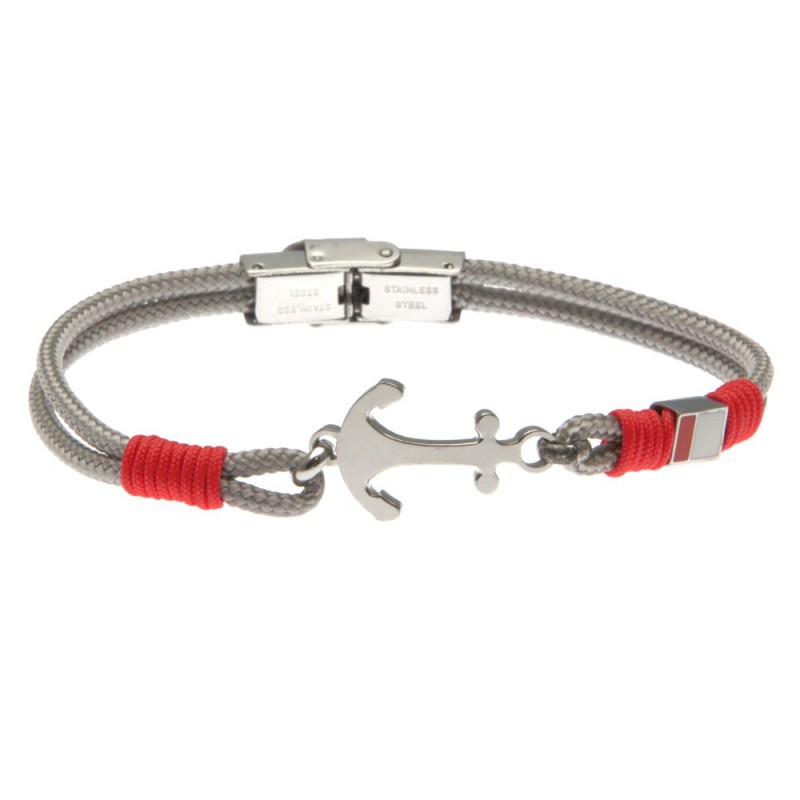 bracciale ancora uomo cordoncino colorato e acciaio