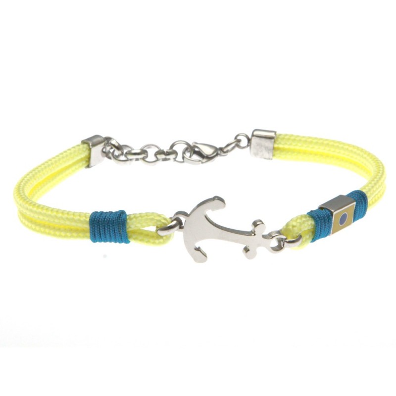 bracciale ancora uomo cordoncino colorato e acciaio