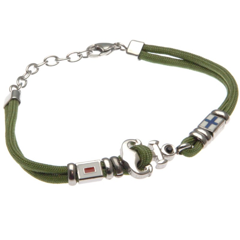 bracciale ancora uomo cordoncino colorato e acciaio