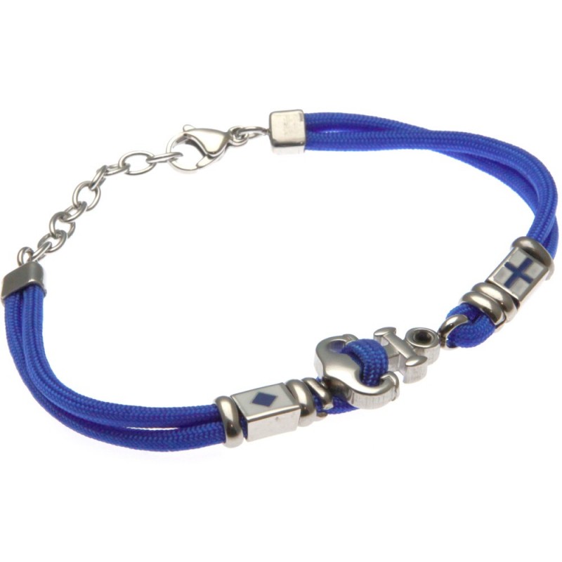 bracciale ancora uomo cordoncino colorato e acciaio