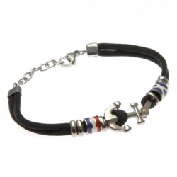 bracciale ancora uomo cordoncino colorato e acciaio