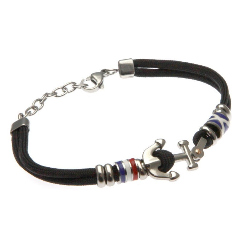 bracciale ancora uomo cordoncino colorato e acciaio