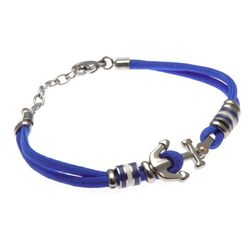 bracciale ancora uomo cordoncino colorato e acciaio