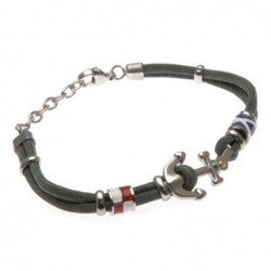 bracciale ancora uomo cordoncino colorato e acciaio