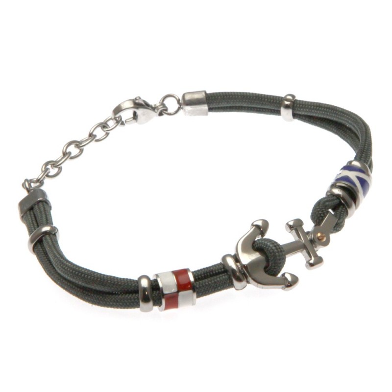 bracciale ancora uomo cordoncino colorato e acciaio