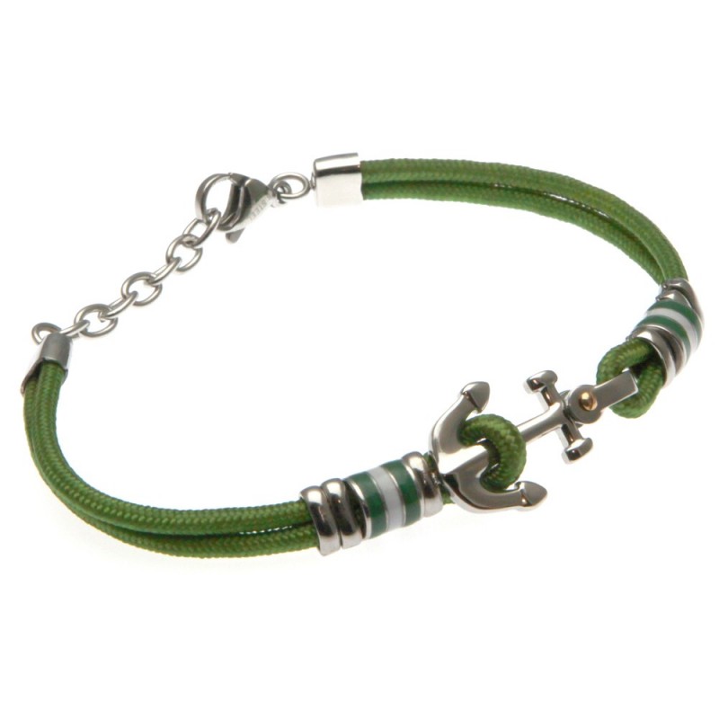 bracciale ancora uomo cordoncino colorato e acciaio