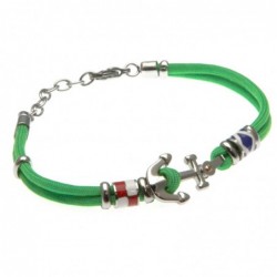 bracciale ancora uomo cordoncino colorato e acciaio