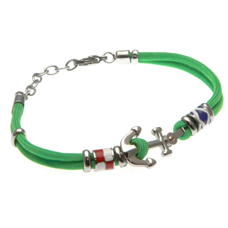 bracciale ancora uomo cordoncino colorato e acciaio