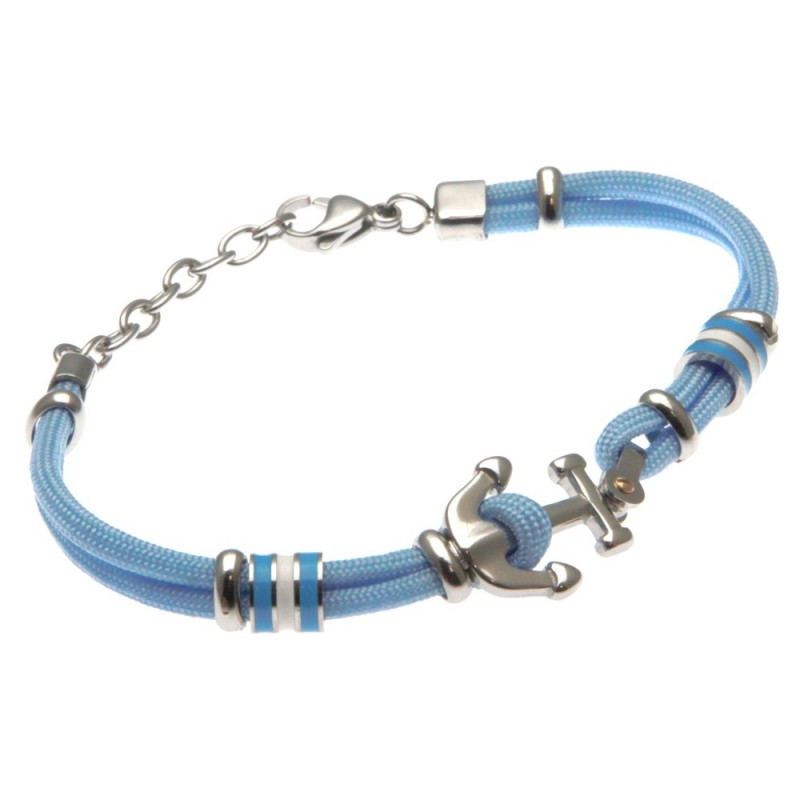 bracciale ancora uomo cordoncino colorato e acciaio