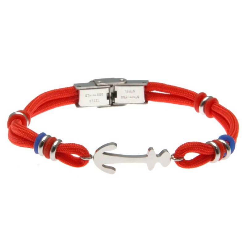 bracciale ancora uomo cordoncino colorato e acciaio