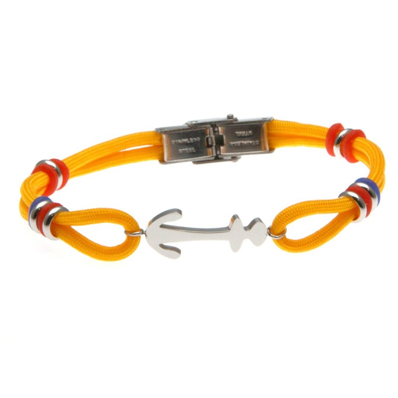 bracciale ancora uomo cordoncino colorato e acciaio