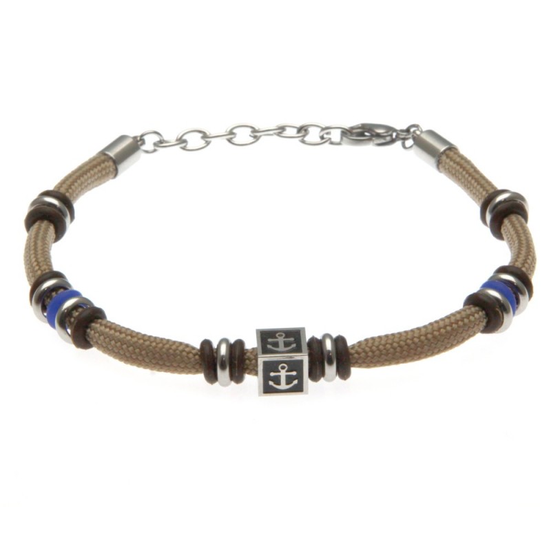 bracciale ancora uomo cordoncino colorato e acciaio