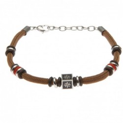 bracciale rosa dei venti uomo cordoncino colorato e acciaio