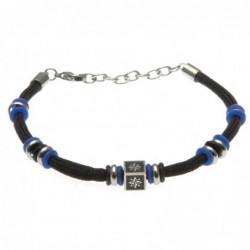 bracciale rosa dei venti uomo cordoncino colorato e acciaio