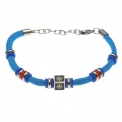 bracciale rosa dei venti uomo cordoncino colorato e acciaio