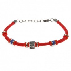 bracciale rosa dei venti uomo cordoncino colorato e acciaio