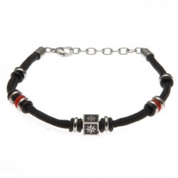 bracciale rosa dei venti uomo cordoncino colorato e acciaio