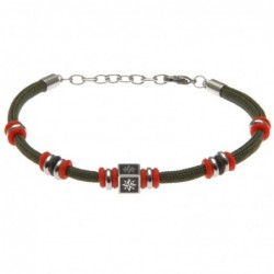 bracciale rosa dei venti uomo cordoncino colorato e acciaio
