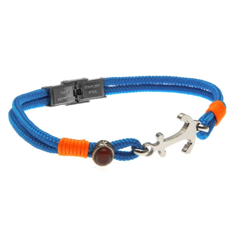 bracciale uomo con ancora e cordoncino colorato