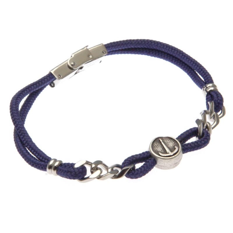 bracciale con ancora uomo cordoncino colorato e acciaio