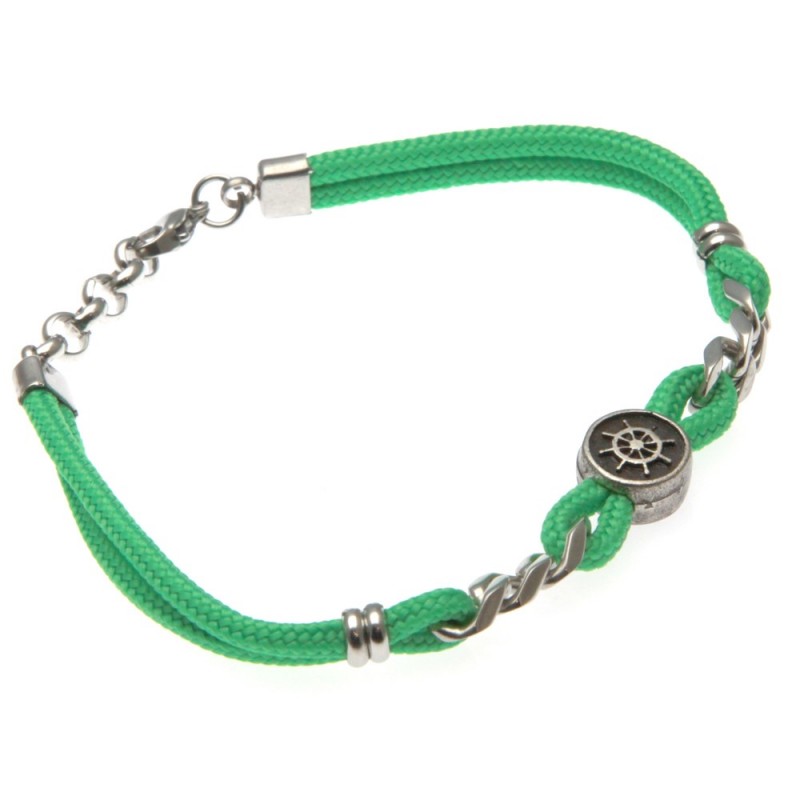 bracciale con timone uomo cordoncino colorato e acciaio