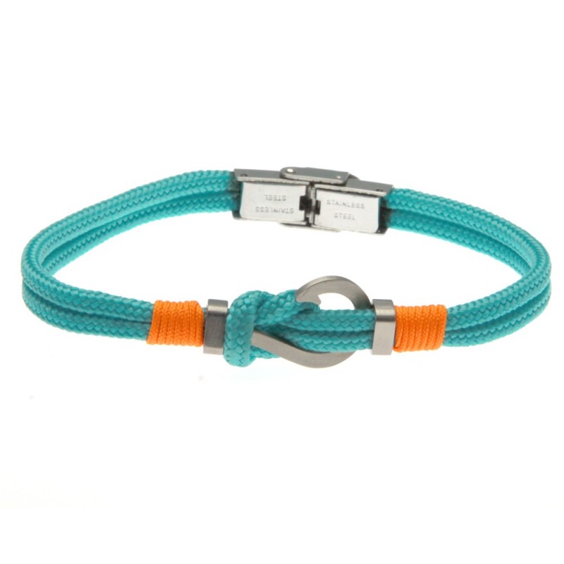 bracciale con amo da pesca in acciaio e cordoncino colorato