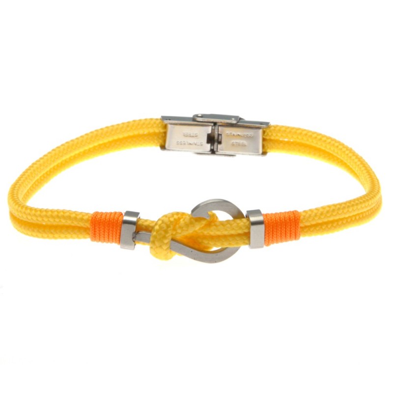 bracciale con amo da pesca in acciaio e cordoncino colorato