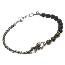 bracciale uomo acciaio invecchiato e pietre