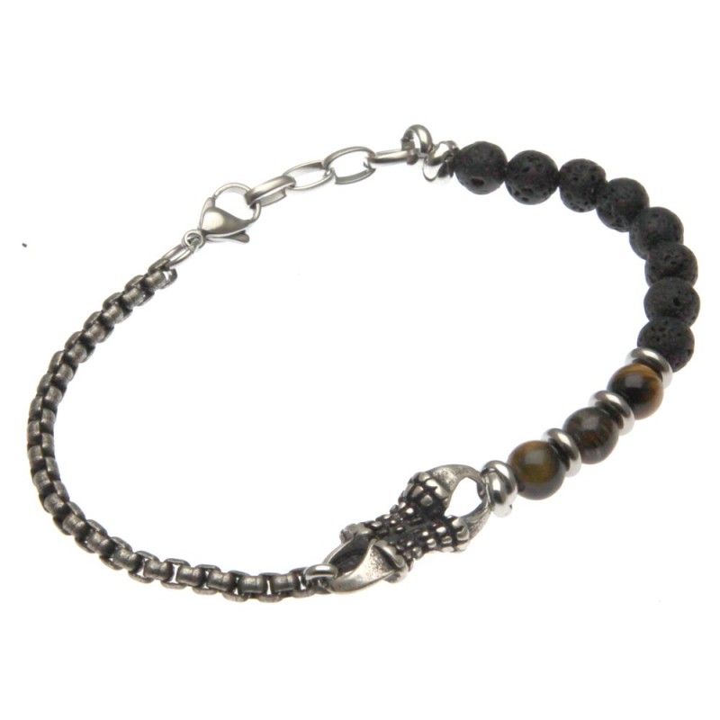 bracciale uomo acciaio invecchiato e pietre