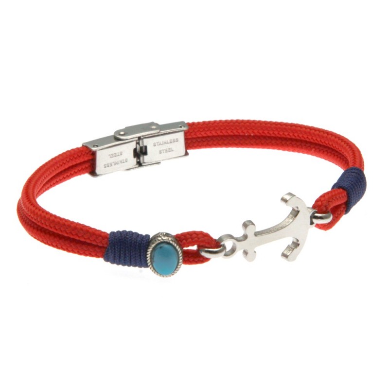 bracciale uomo con ancora e cordoncino colorato