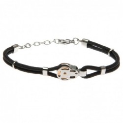 bracciale uomo con bozzello in acciaio e cordoncino