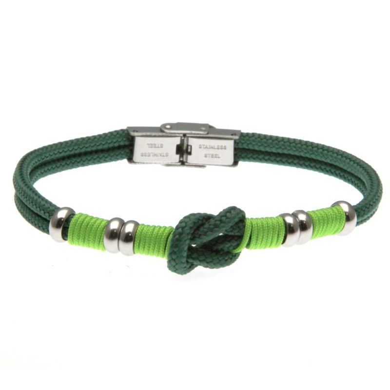 bracciale uomo con nodo da marinaio in cordoncino e acciaio