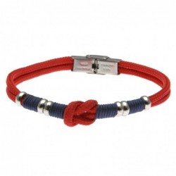 bracciale uomo con nodo da marinaio in cordoncino e acciaio