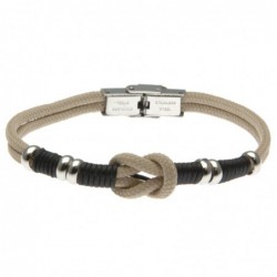 bracciale uomo con nodo da marinaio in cordoncino e acciaio