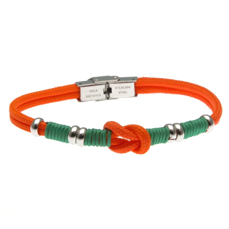 bracciale uomo con nodo da marinaio in cordoncino e acciaio