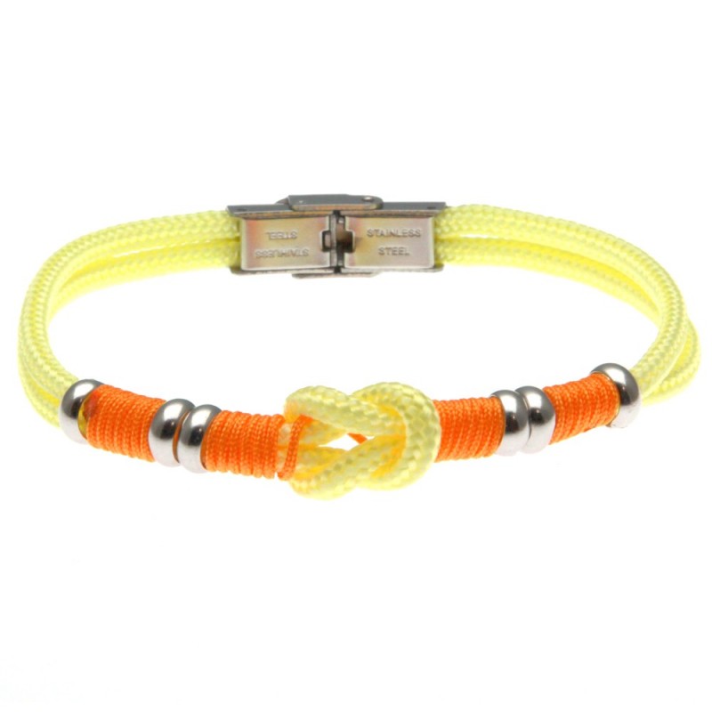 bracciale uomo con nodo da marinaio in cordoncino e acciaio