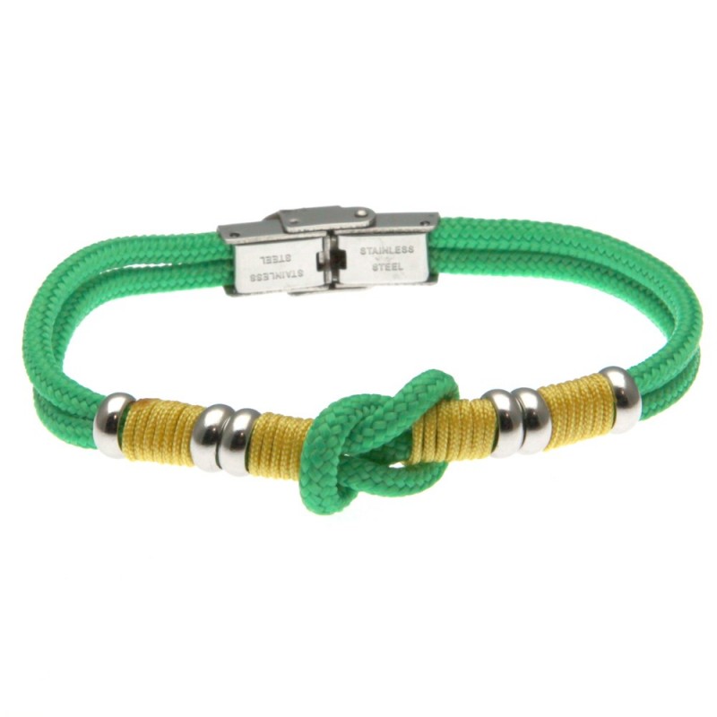 bracciale uomo con nodo da marinaio in cordoncino e acciaio