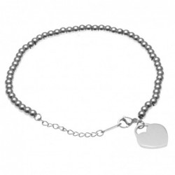 bracciale donna con cuore in acciaio catena a palline