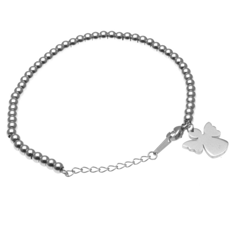 bracciale donna con ancora in acciaio catena a palline
