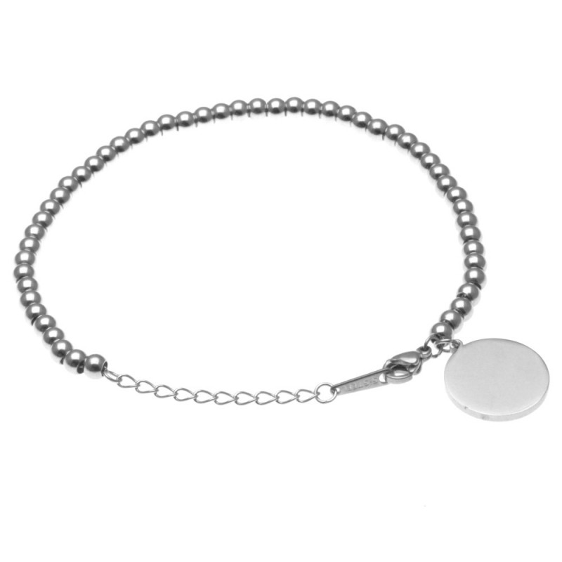 bracciale donna con angioletto in acciaio catena a palline