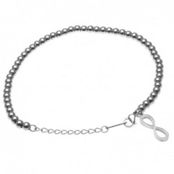 bracciale donna con cindolo tondo in acciaio catena a palline