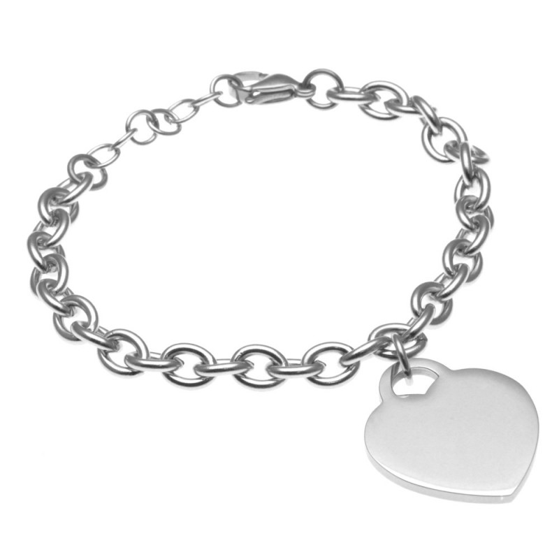 bracciale donna con cuore in acciaio catena forzatina